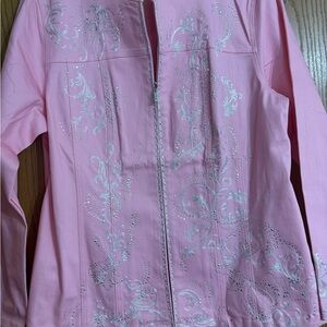 Quacker Factory Pink Embellished Bomber Jacket